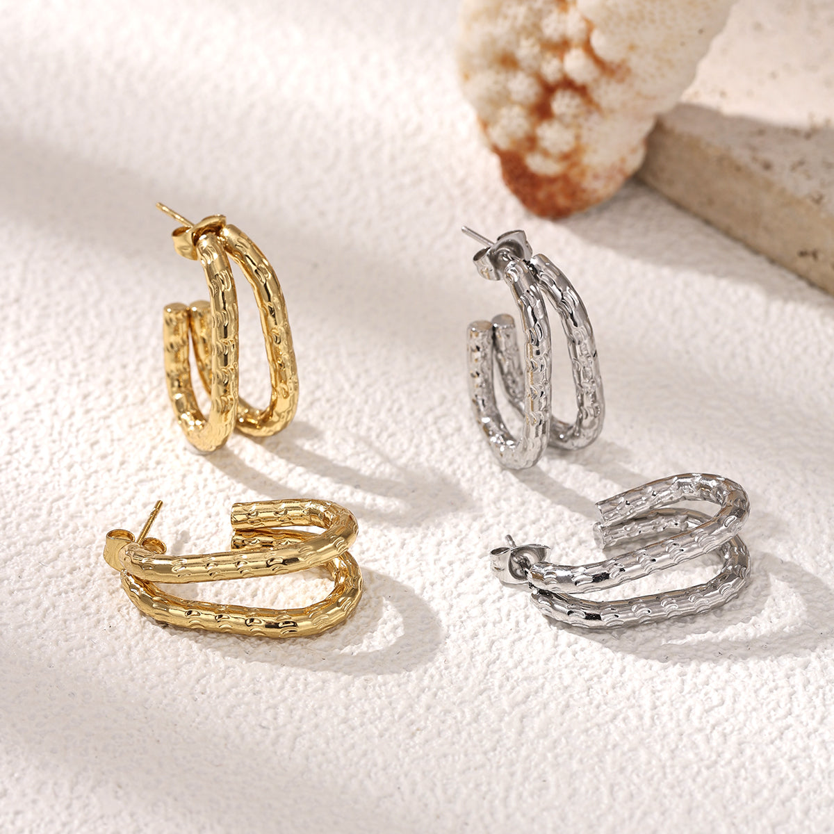 Geometric Earrings For Women Featuring Electroplated 304 Stainless Steel With 18K Real Gold Plated PVD Coated Finish