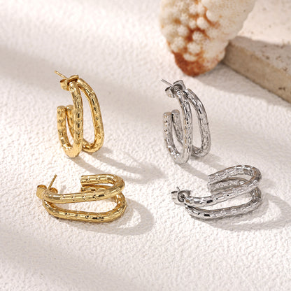 Geometric Earrings For Women Featuring Electroplated 304 Stainless Steel With 18K Real Gold Plated PVD Coated Finish