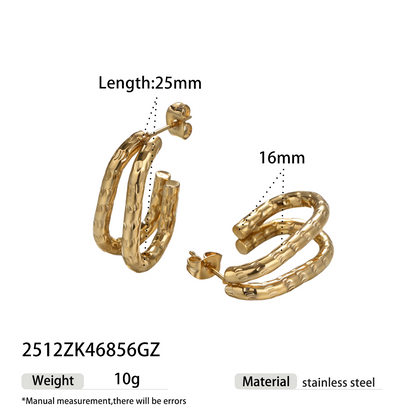 Geometric Earrings For Women Featuring Electroplated 304 Stainless Steel With 18K Real Gold Plated PVD Coated Finish
