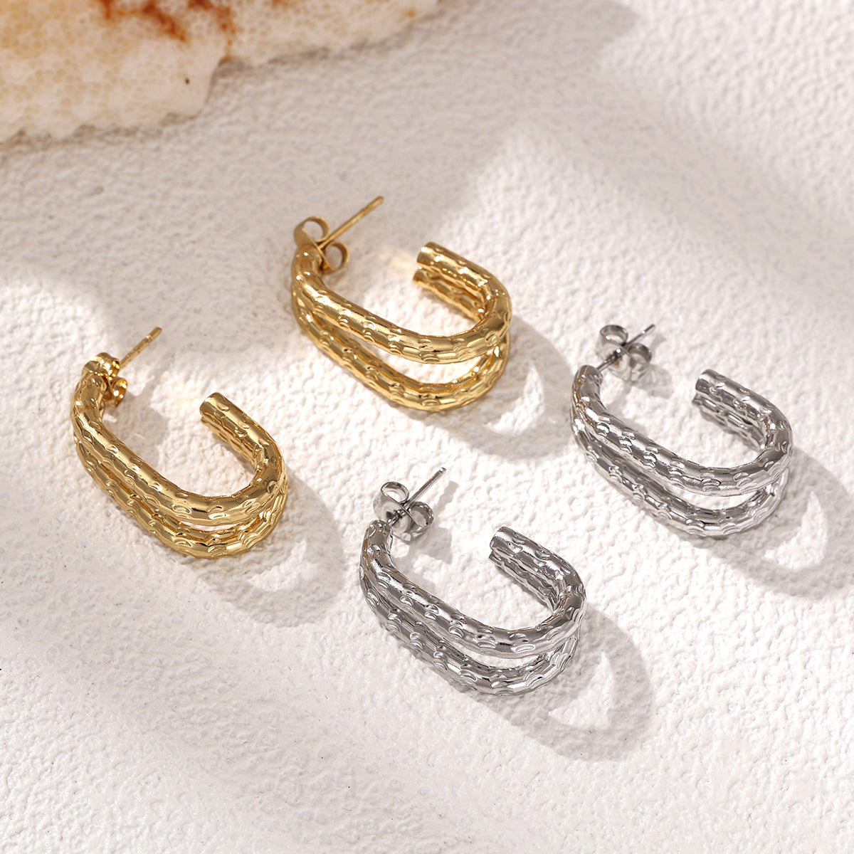 Geometric Earrings For Women Featuring Electroplated 304 Stainless Steel With 18K Real Gold Plated PVD Coated Finish