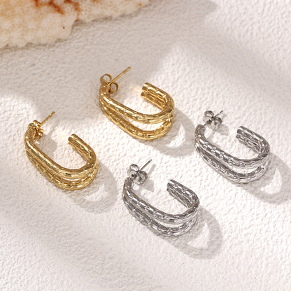 Geometric Earrings For Women Featuring Electroplated 304 Stainless Steel With 18K Real Gold Plated PVD Coated Finish