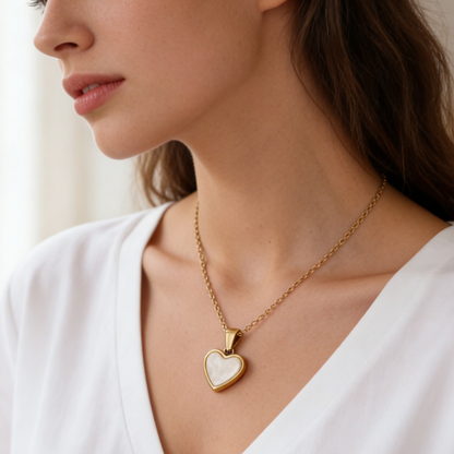 Cute Heart Shape Pendant Necklace For Women In 304 Stainless Steel With 18K Real Gold Plated O Chain