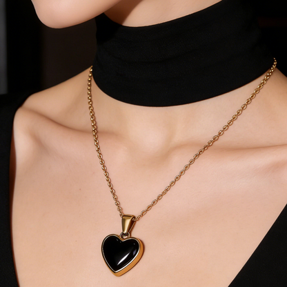 Cute Heart Shape Pendant Necklace For Women In 304 Stainless Steel With 18K Real Gold Plated O Chain
