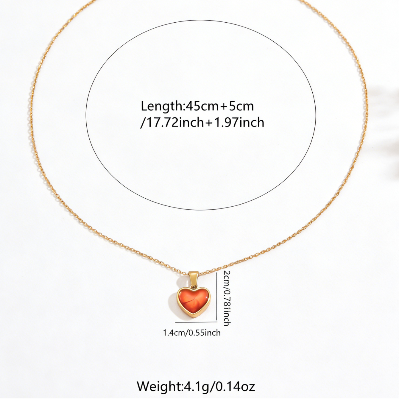 Cute Heart Shape Pendant Necklace For Women In 304 Stainless Steel With 18K Real Gold Plated O Chain