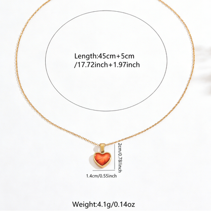 Cute Heart Shape Pendant Necklace For Women In 304 Stainless Steel With 18K Real Gold Plated O Chain