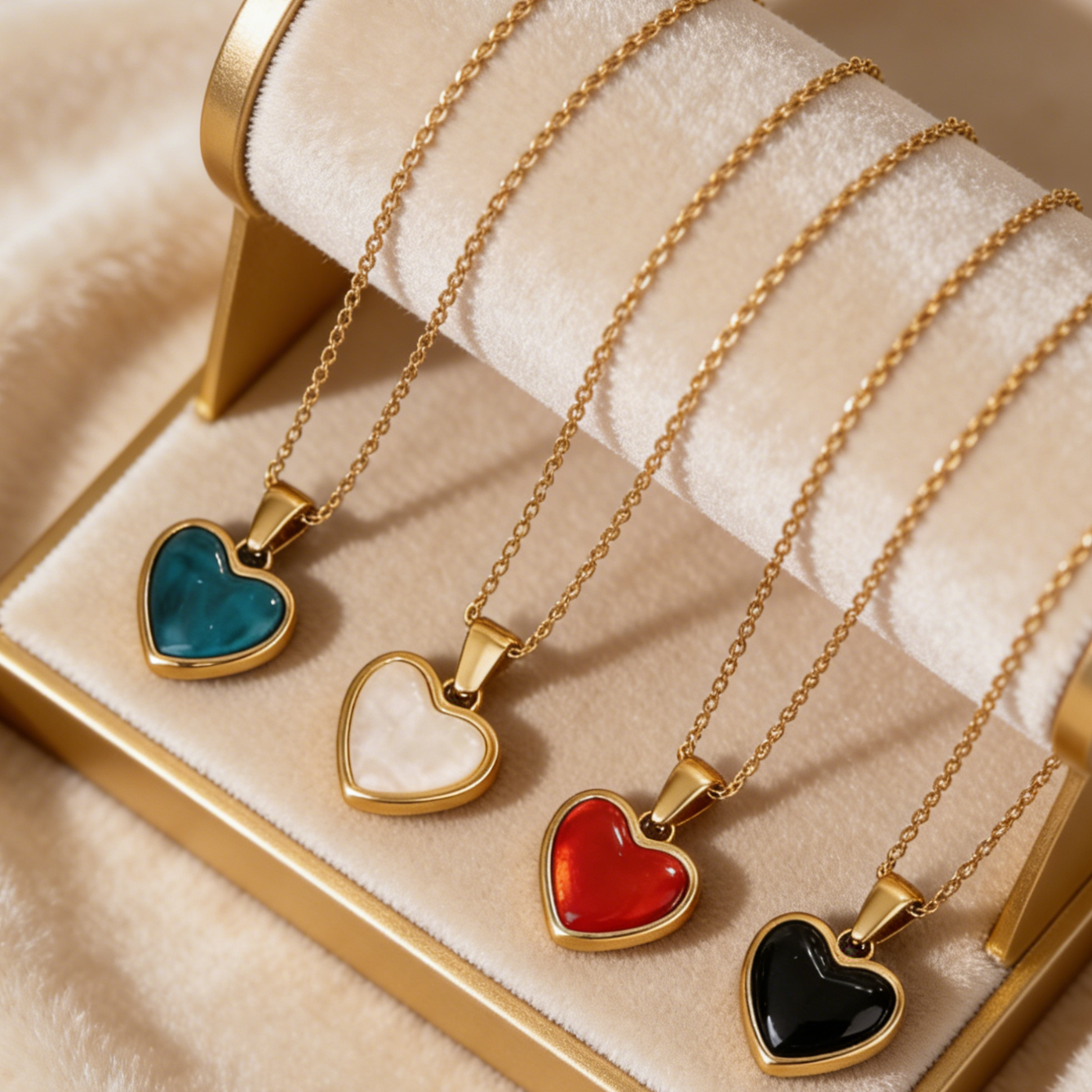 Cute Heart Shape Pendant Necklace For Women In 304 Stainless Steel With 18K Real Gold Plated O Chain