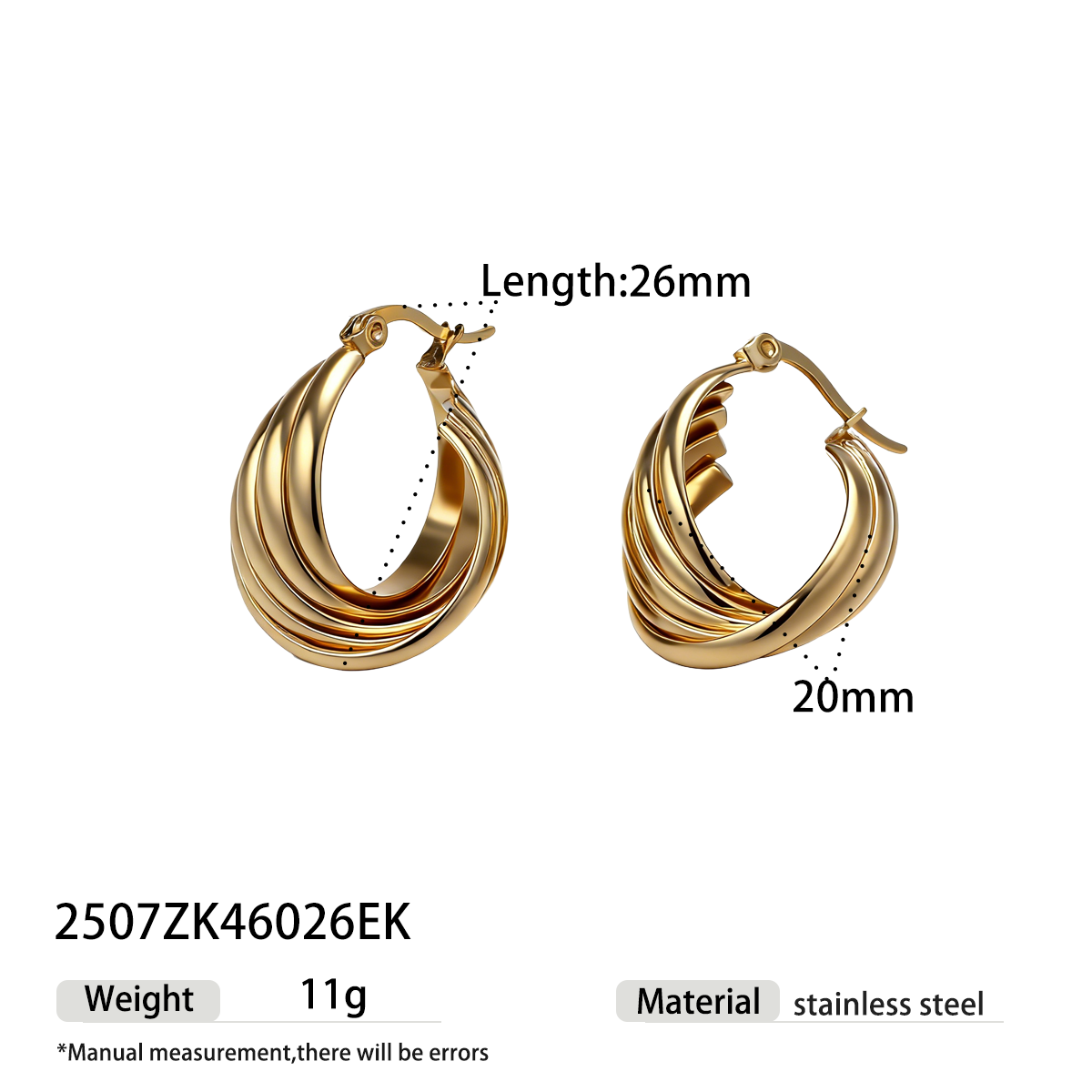 Geometric Earrings For Women Made Of 304 Stainless Steel Featuring Electroplated 18K Real Gold Plating With PVD Coated Finish
