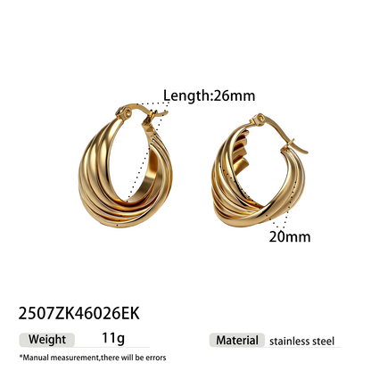 Geometric Earrings For Women Made Of 304 Stainless Steel Featuring Electroplated 18K Real Gold Plating With PVD Coated Finish