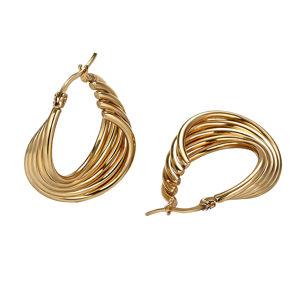 Geometric Earrings For Women Made Of 304 Stainless Steel Featuring Electroplated And 18K Real Gold Plated PVD Coating