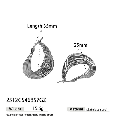 Geometric Earrings For Women Made Of 304 Stainless Steel Featuring Electroplated And 18K Real Gold Plated PVD Coating