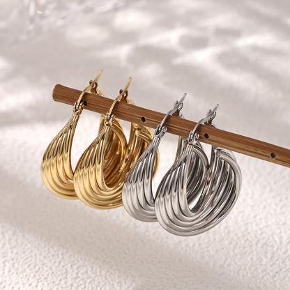Geometric Earrings For Women Made Of 304 Stainless Steel Featuring Electroplated And 18K Real Gold Plated PVD Coating