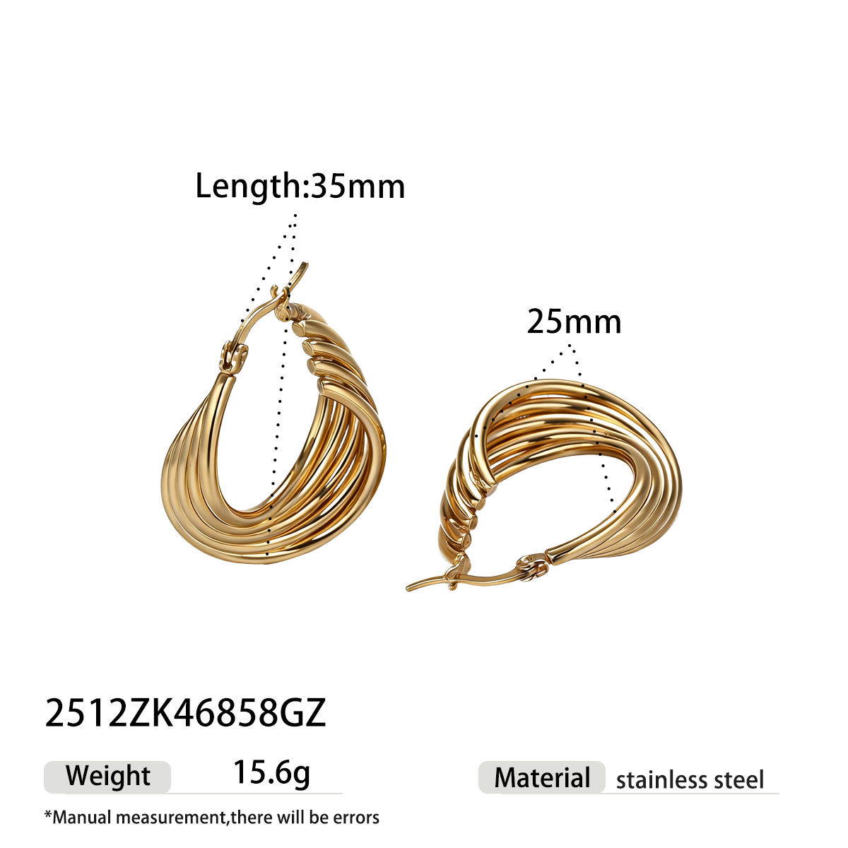 Geometric Earrings For Women Made Of 304 Stainless Steel Featuring Electroplated And 18K Real Gold Plated PVD Coating