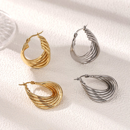 Geometric Earrings For Women Made Of 304 Stainless Steel Featuring Electroplated And 18K Real Gold Plated PVD Coating