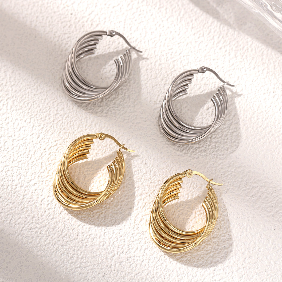 Geometric Earrings For Women Made Of 304 Stainless Steel Featuring Electroplated And 18K Real Gold Plated PVD Coating