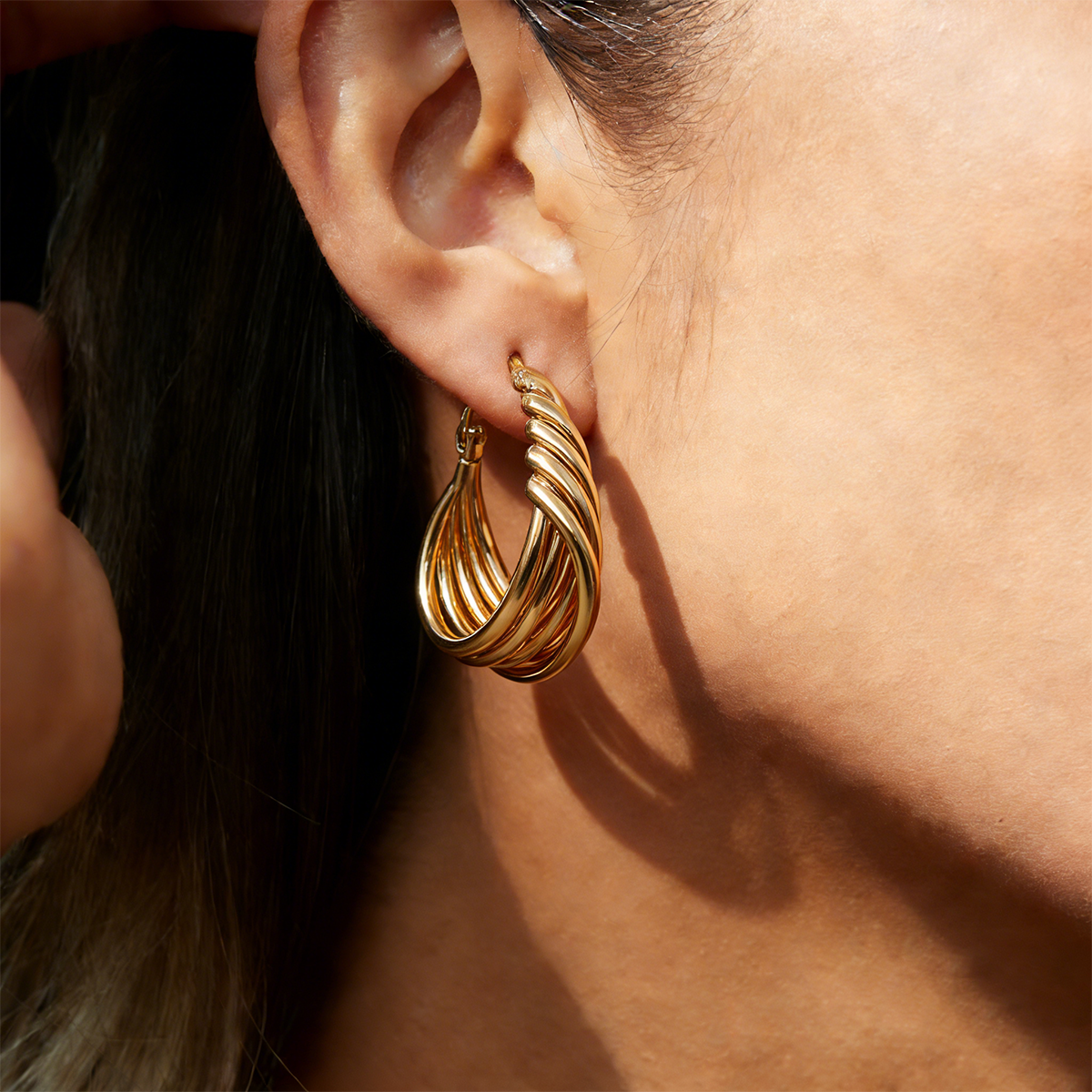 Geometric Earrings For Women Made Of 304 Stainless Steel Featuring Electroplated And 18K Real Gold Plated PVD Coating