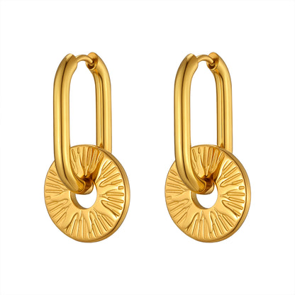 Solid Color Earrings For Women In IG Style, Waterproof Non Tarnish 304 Stainless Steel With 18K Real Gold Plated