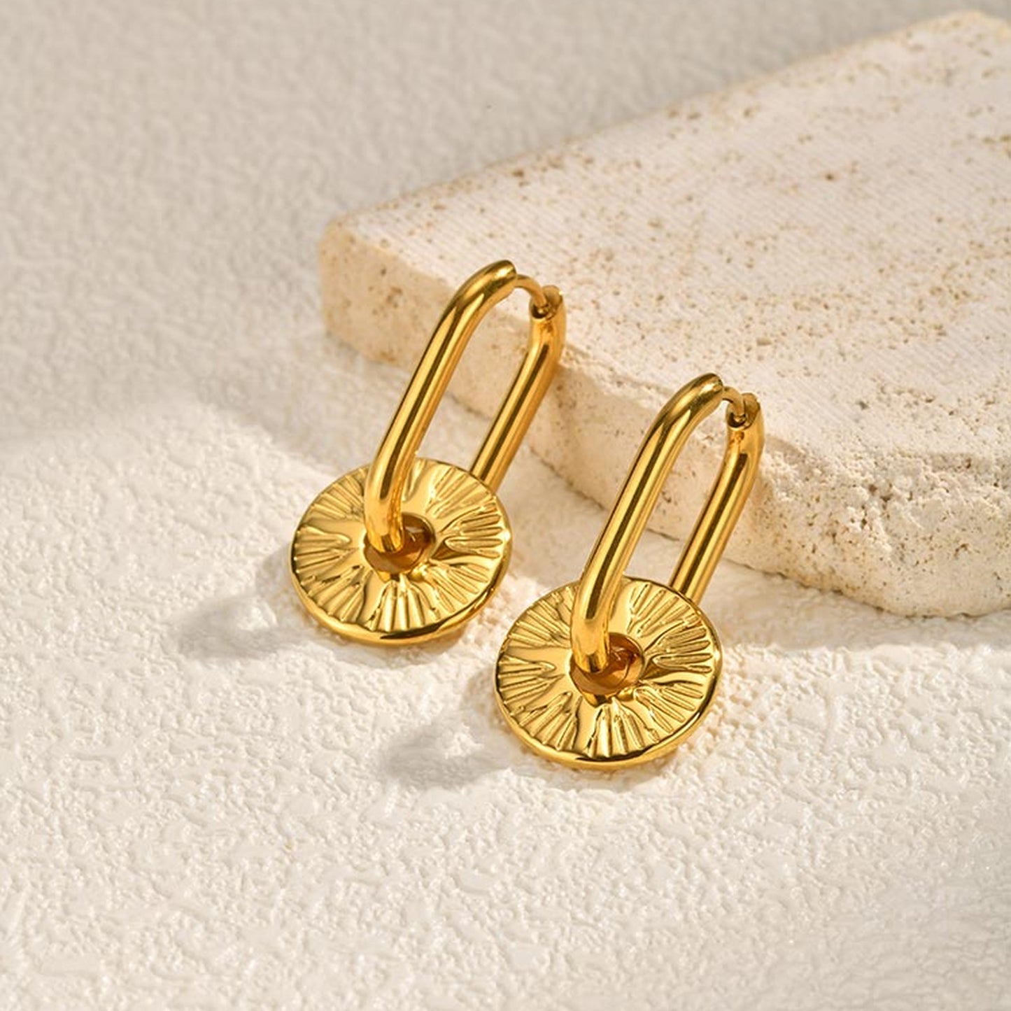 Solid Color Earrings For Women In IG Style, Waterproof Non Tarnish 304 Stainless Steel With 18K Real Gold Plated