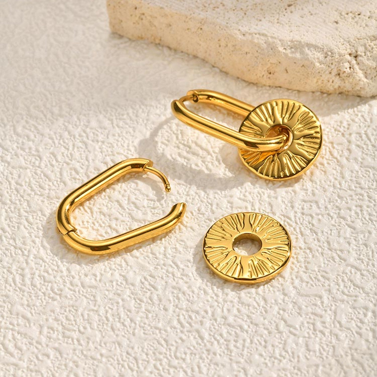 Solid Color Earrings For Women In IG Style, Waterproof Non Tarnish 304 Stainless Steel With 18K Real Gold Plated