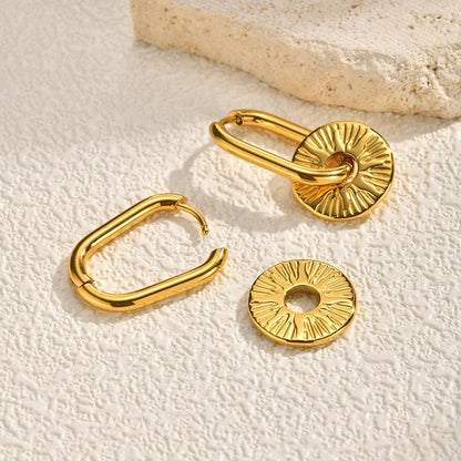 Solid Color Earrings For Women In IG Style, Waterproof Non Tarnish 304 Stainless Steel With 18K Real Gold Plated