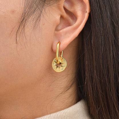 Solid Color Earrings For Women In IG Style, Waterproof Non Tarnish 304 Stainless Steel With 18K Real Gold Plated