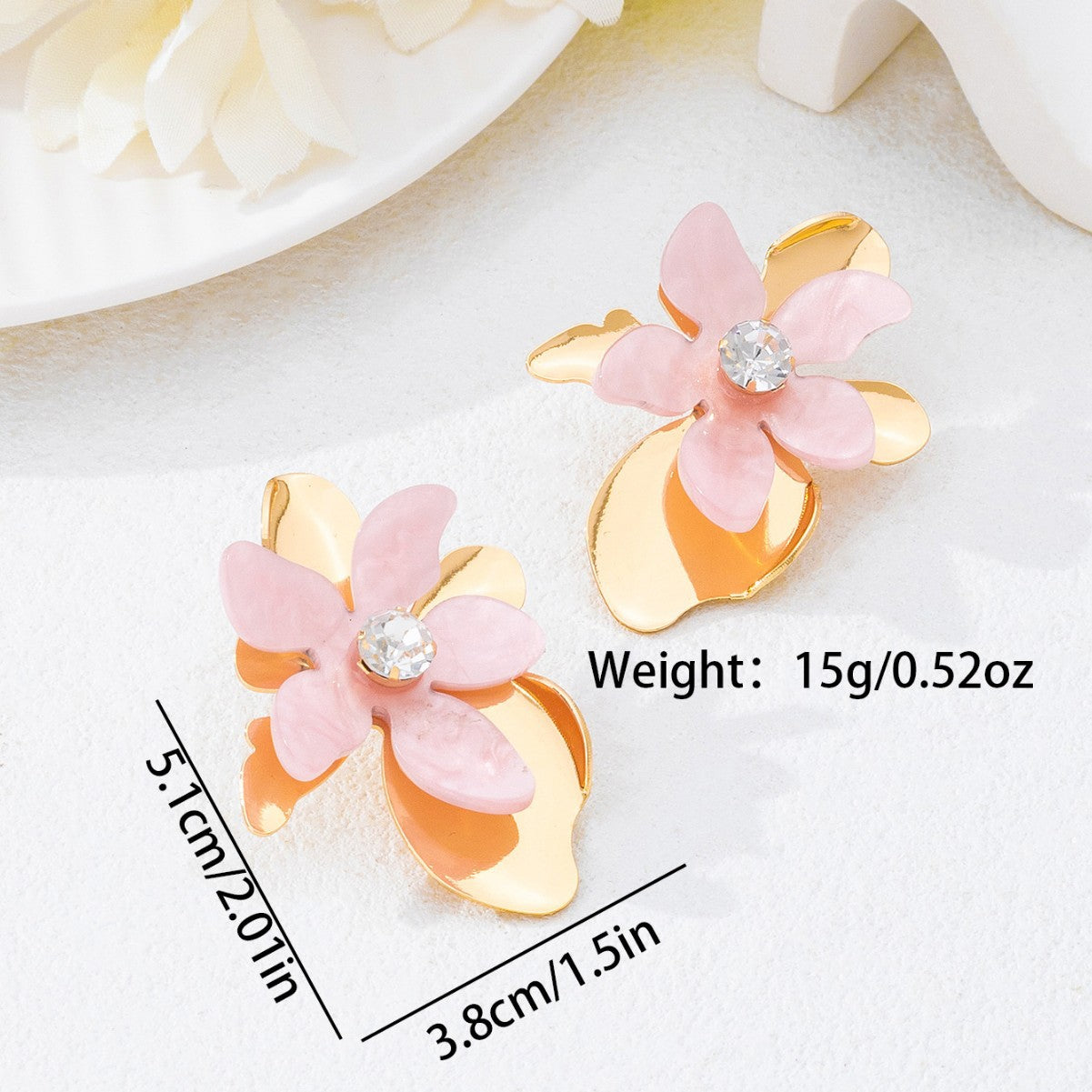 Handmade Sweet Petal Stud Earrings For Women In Alloy