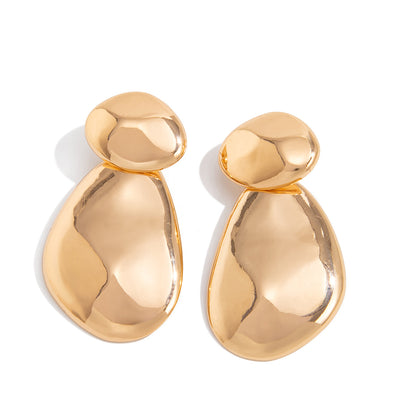 Geometric Twist Stud Earrings For Women In Alloy With Electroplated White K Gold Plated Finish, Golden