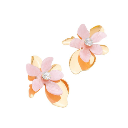 Handmade Sweet Petal Stud Earrings For Women In Alloy