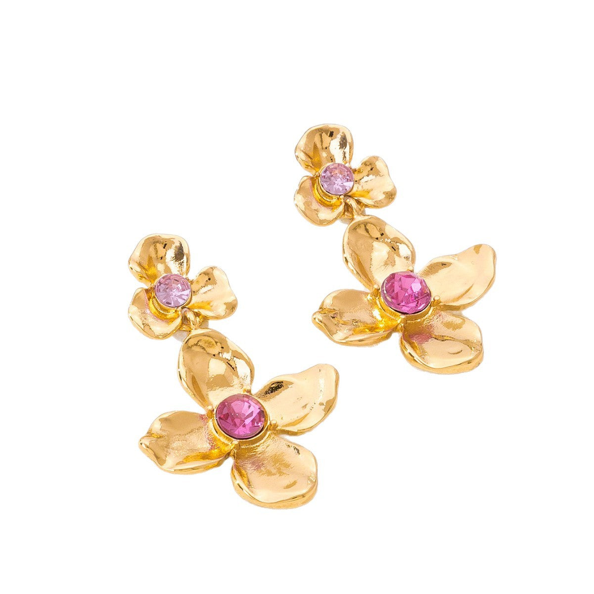 Handmade Sweet Flowers Earrings For Women In Alloy With 18K Real Gold Plated Finish