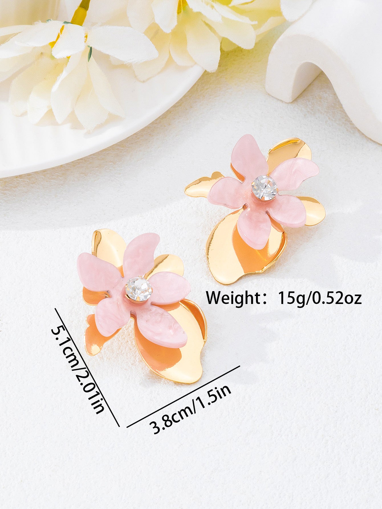 Handmade Sweet Petal Stud Earrings For Women In Alloy