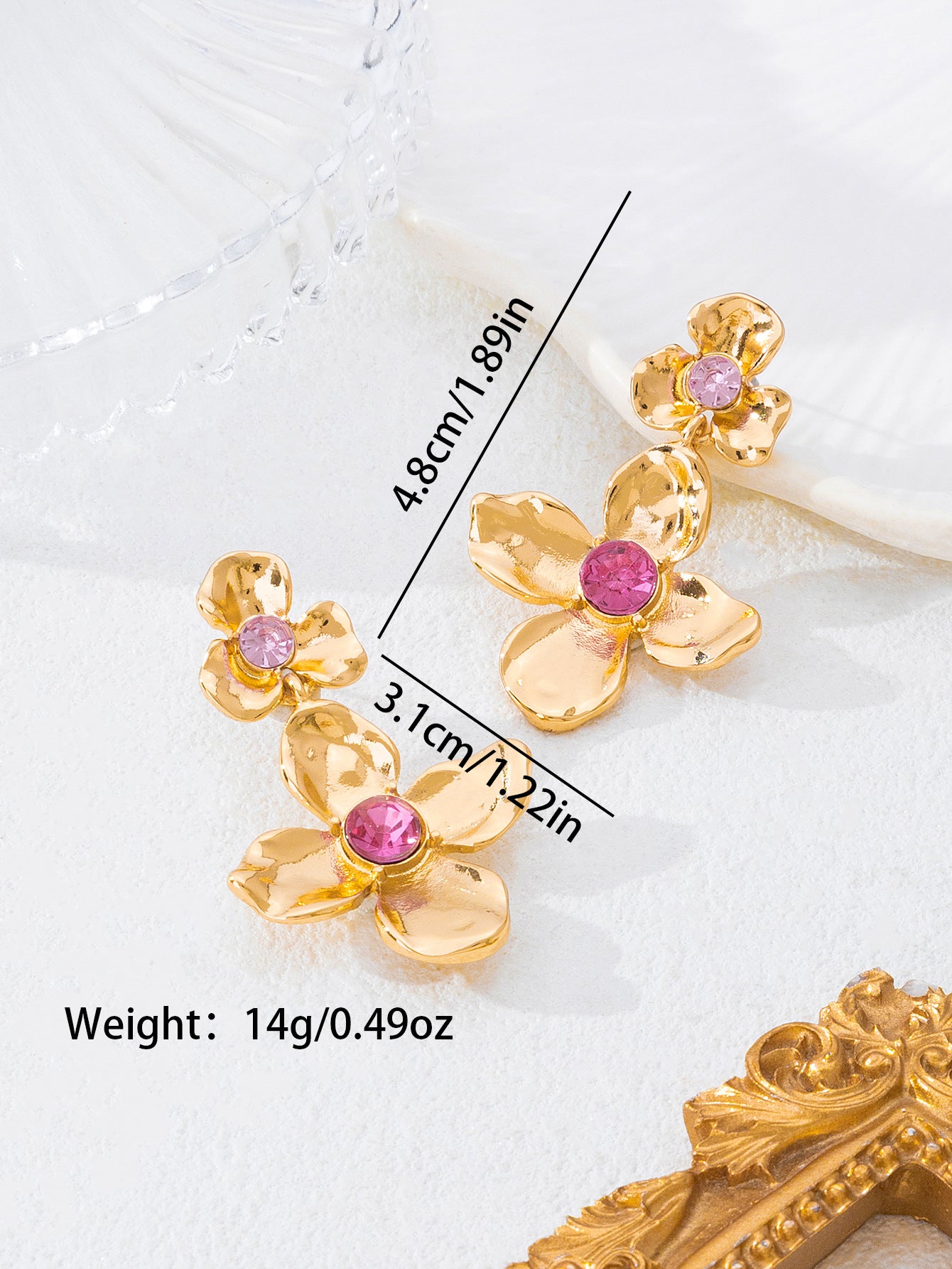 Handmade Sweet Flowers Earrings For Women In Alloy With 18K Real Gold Plated Finish