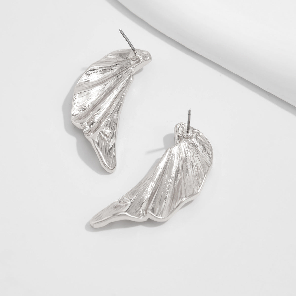 Geometric Twist Stud Earrings For Women In Alloy With Electroplated White K Gold Plated Finish, Golden