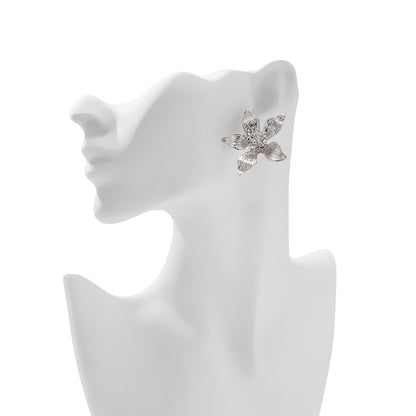Asymmetrical Flowers Stud Earrings For Women In Zinc Alloy With Golden Plated Electroplated Finish