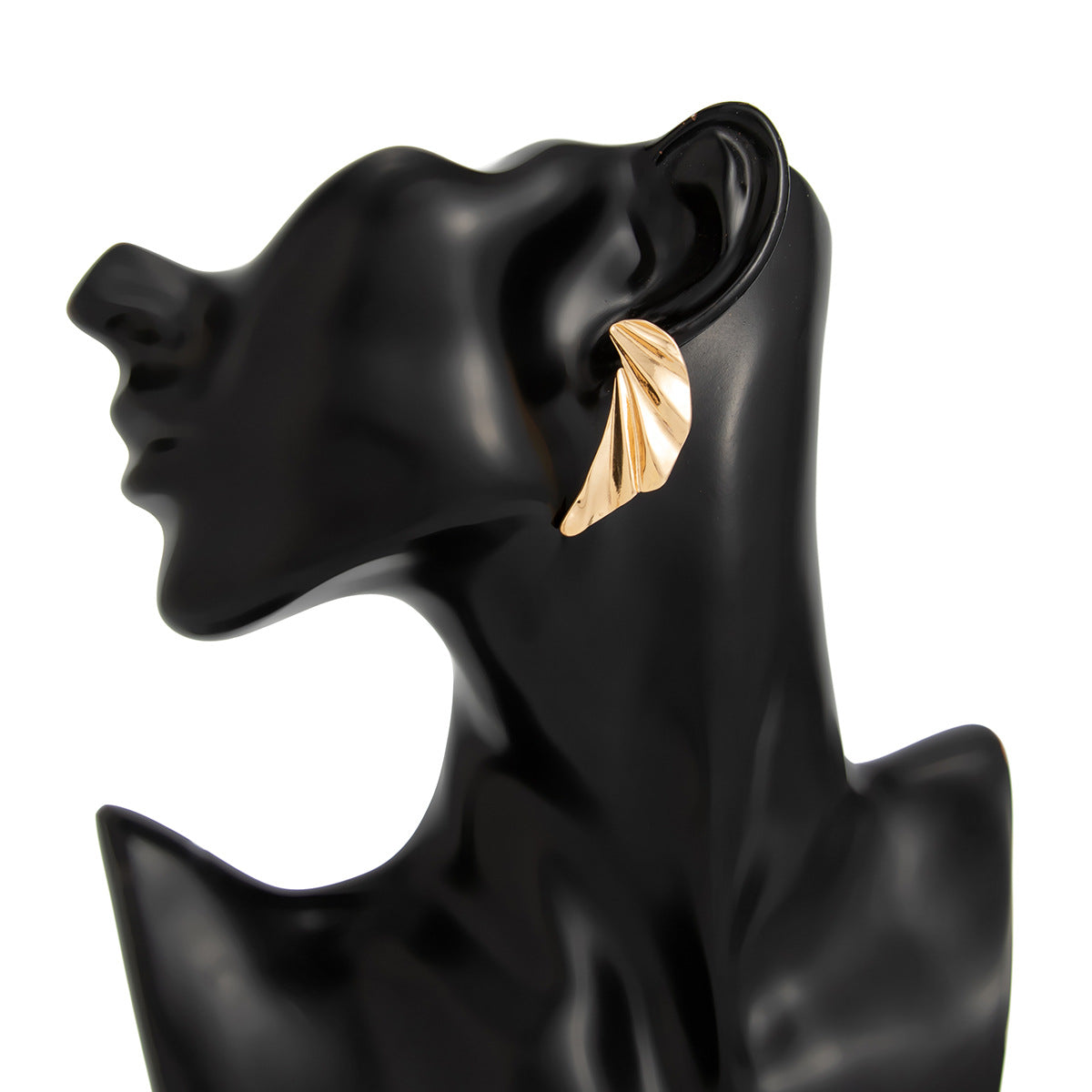 Geometric Twist Stud Earrings For Women In Alloy With Electroplated White K Gold Plated Finish, Golden