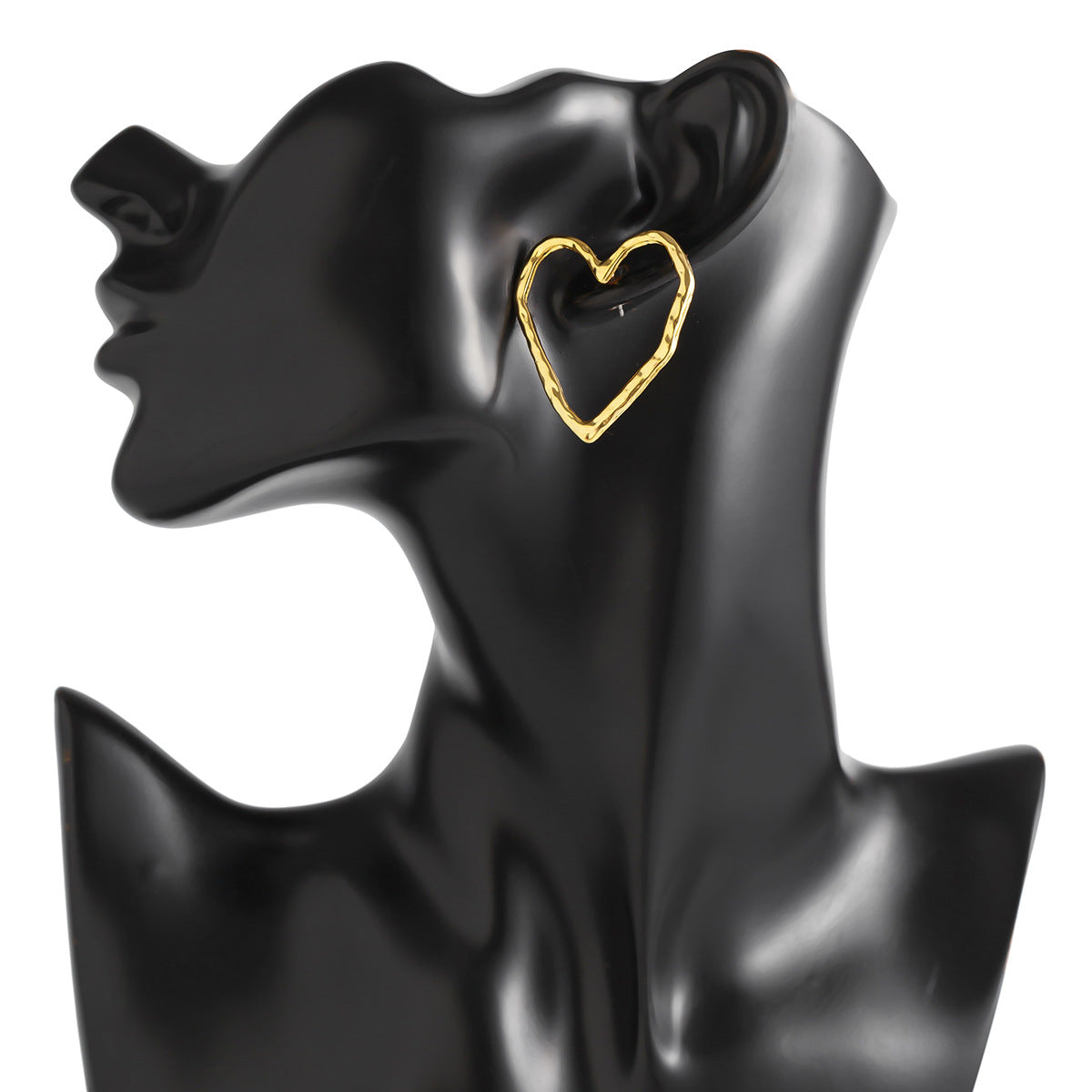 Exaggerated Heart Shape Earrings For Women In Golden Alloy, Stylish And Bold Design