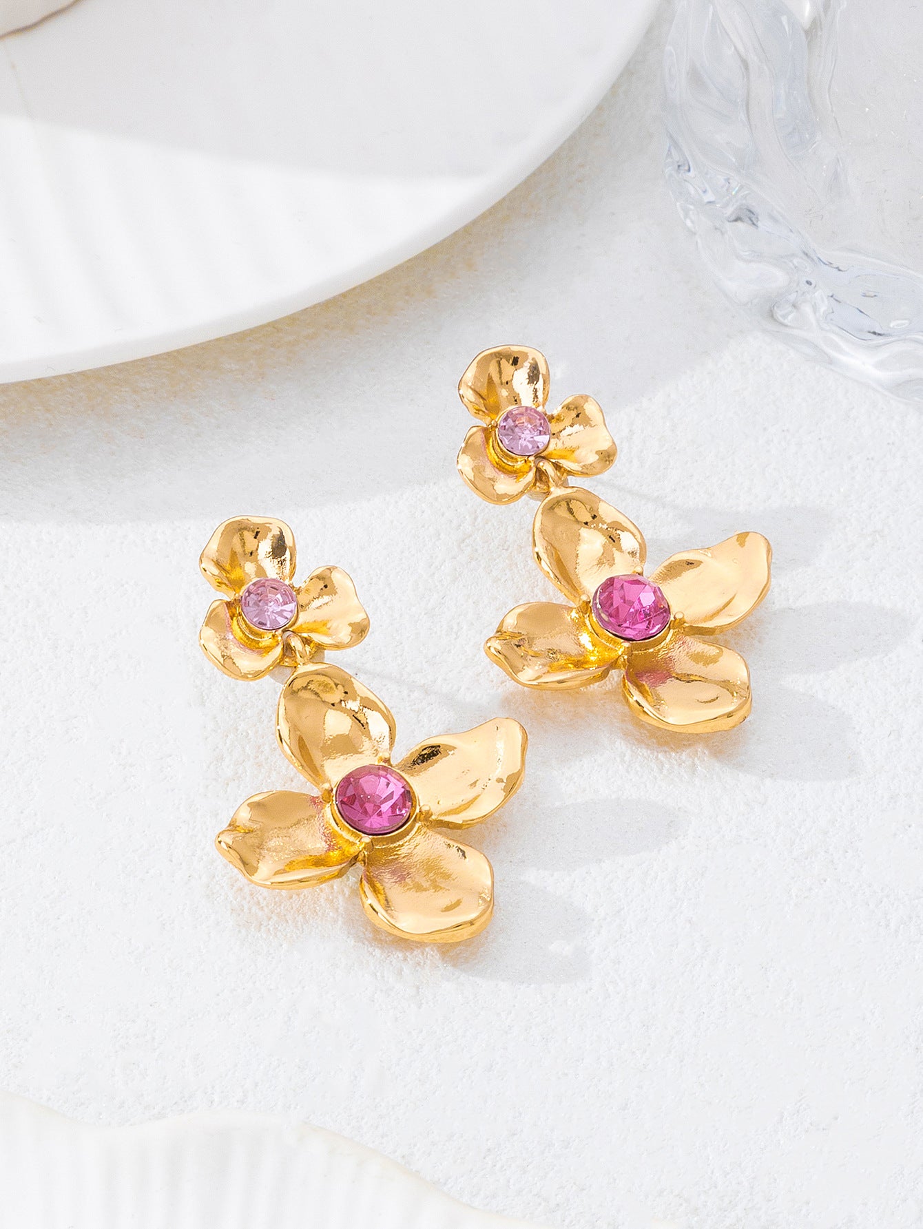 Handmade Sweet Flowers Earrings For Women In Alloy With 18K Real Gold Plated Finish