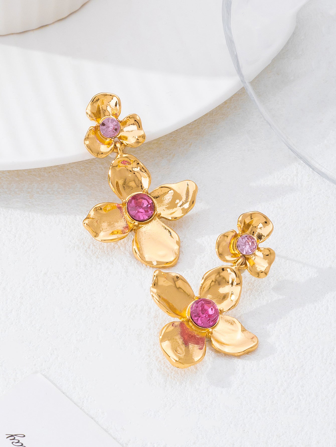 Handmade Sweet Flowers Earrings For Women In Alloy With 18K Real Gold Plated Finish