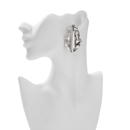 Asymmetrical Flowers Stud Earrings For Women In Zinc Alloy With Golden Plated Electroplated Finish