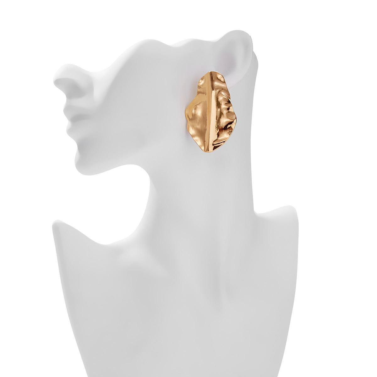 Asymmetrical Flowers Stud Earrings For Women In Zinc Alloy With Golden Plated Electroplated Finish
