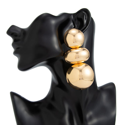 Geometric Twist Stud Earrings For Women In Alloy With Electroplated White K Gold Plated Finish, Golden