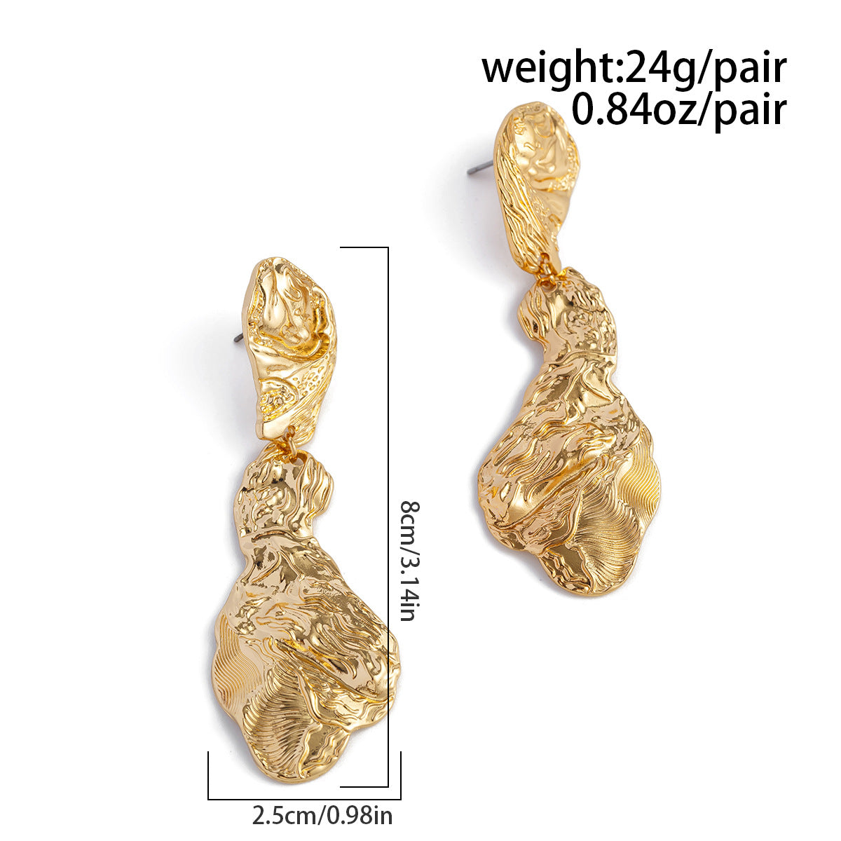 Exaggerated Heart Shape Earrings For Women In Golden Alloy, Stylish And Bold Design