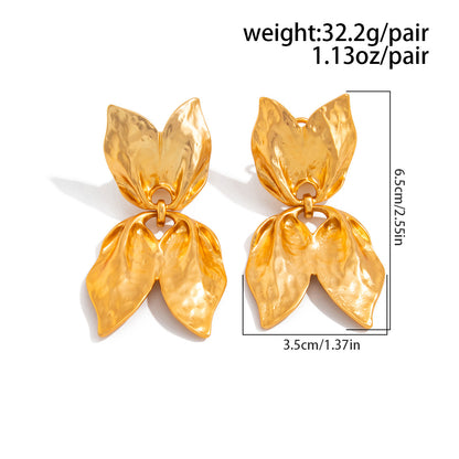Geometric Twist Stud Earrings For Women In Alloy With Electroplated White K Gold Plated Finish, Golden