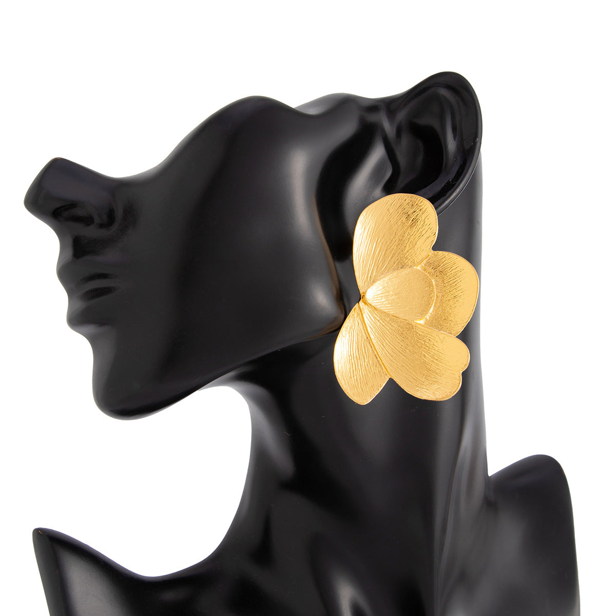 Asymmetrical Flowers Stud Earrings For Women In Zinc Alloy With Golden Plated Electroplated Finish