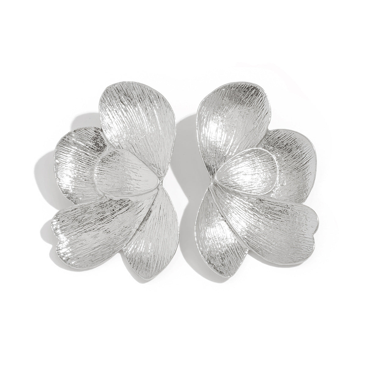 Asymmetrical Flowers Stud Earrings For Women In Zinc Alloy With Golden Plated Electroplated Finish