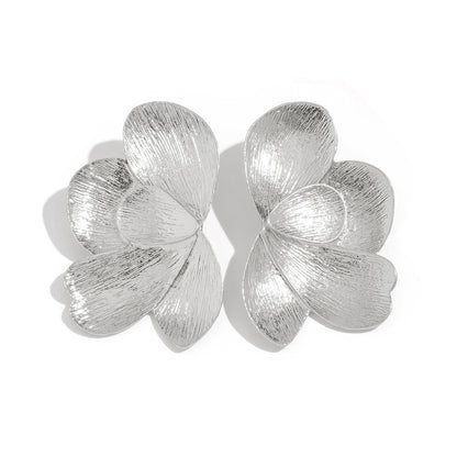 Asymmetrical Flowers Stud Earrings For Women In Zinc Alloy With Golden Plated Electroplated Finish
