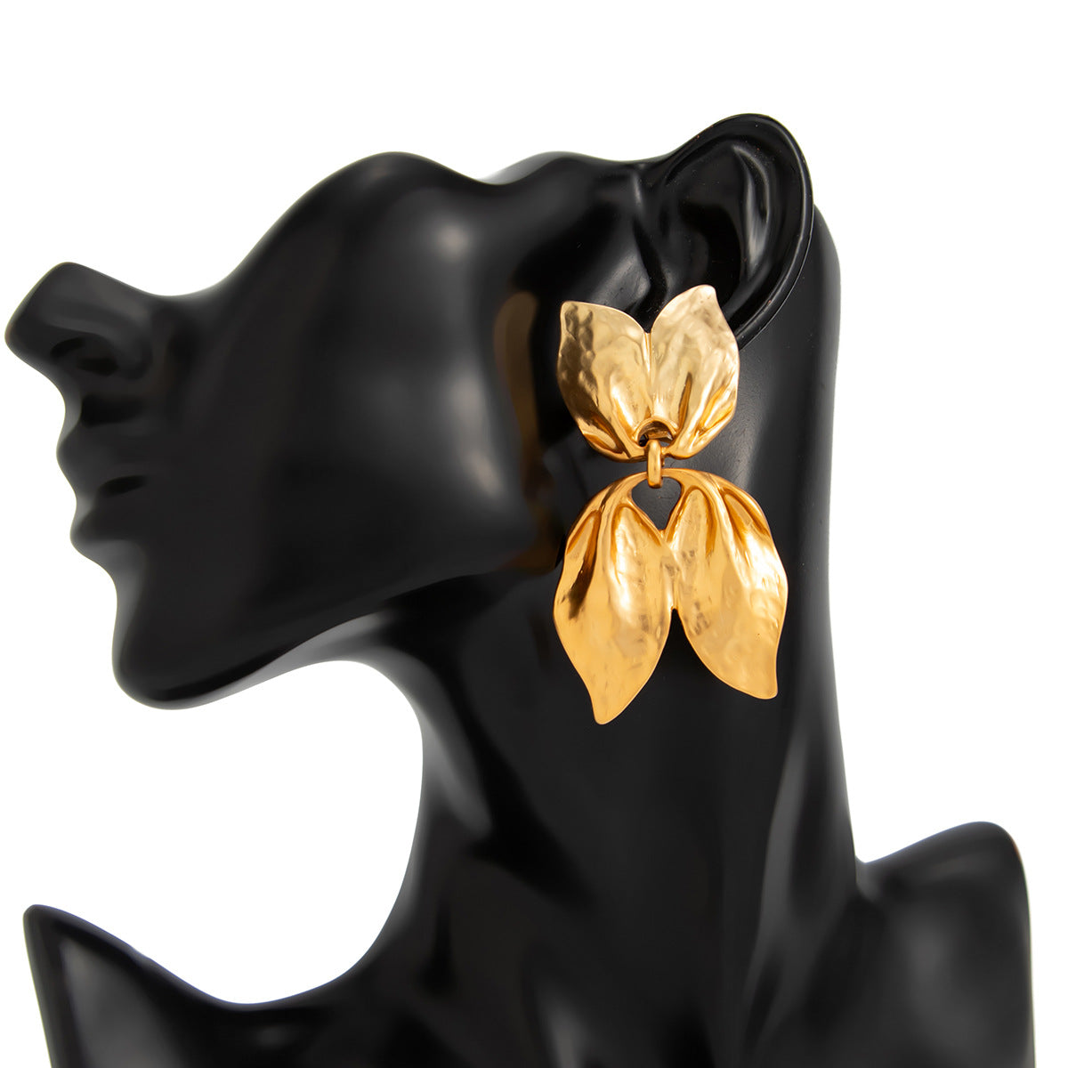 Geometric Twist Stud Earrings For Women In Alloy With Electroplated White K Gold Plated Finish, Golden