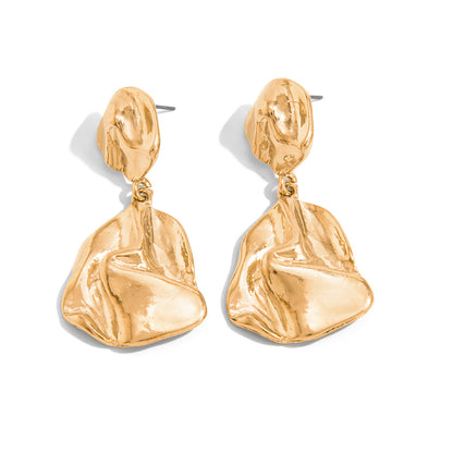 Geometric Twist Stud Earrings For Women In Alloy With Electroplated White K Gold Plated Finish, Golden