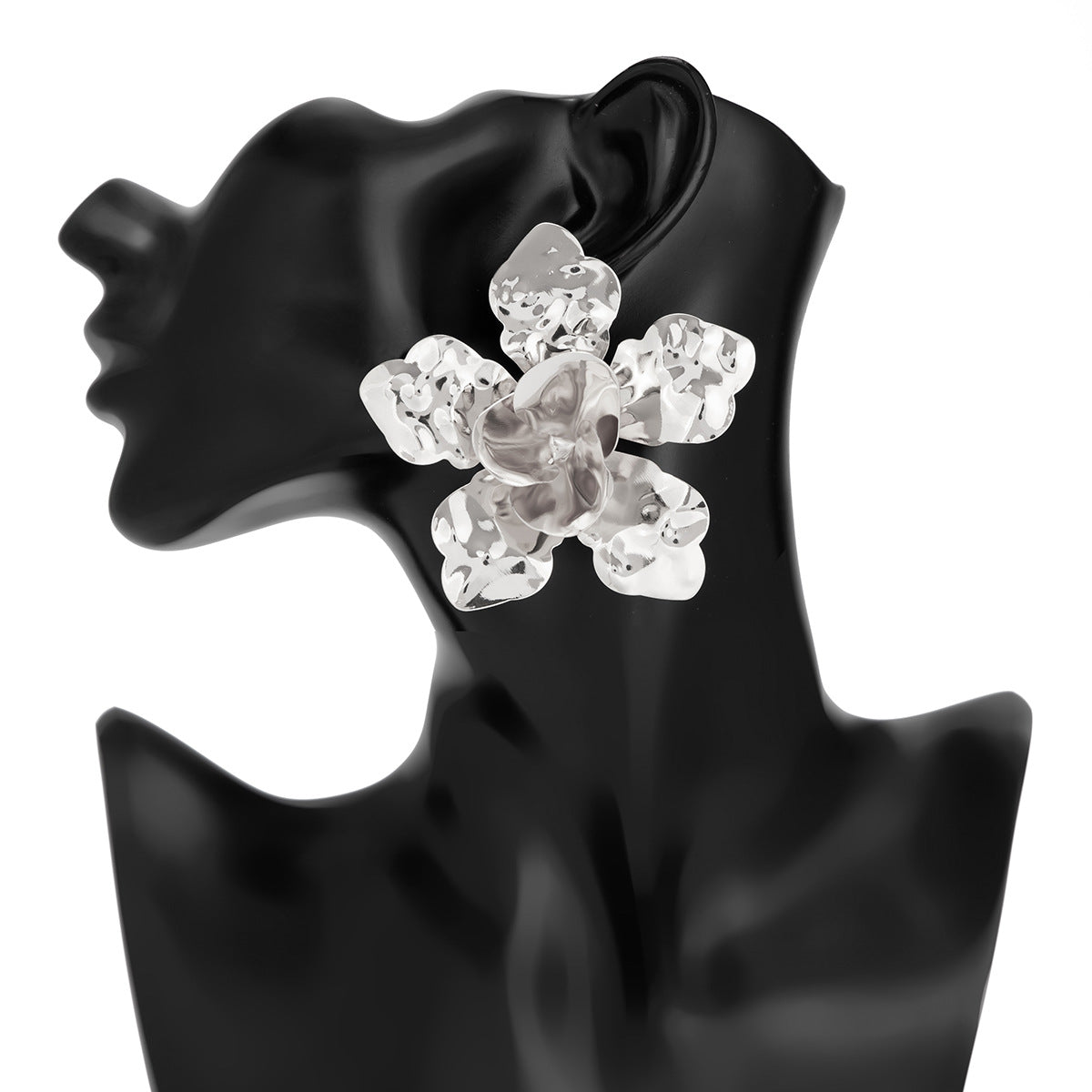 Asymmetrical Flowers Stud Earrings For Women In Zinc Alloy With Golden Plated Electroplated Finish