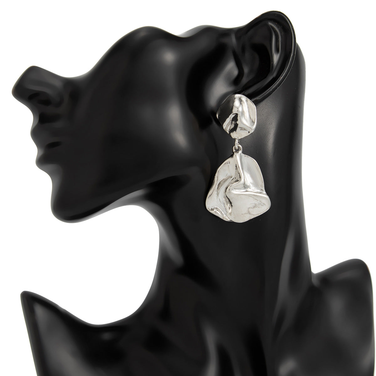 Geometric Twist Stud Earrings For Women In Alloy With Electroplated White K Gold Plated Finish, Golden
