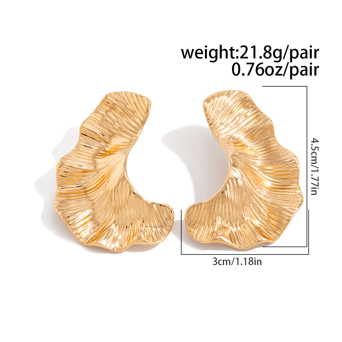 Geometric Twist Stud Earrings For Women In Alloy With Electroplated White K Gold Plated Finish, Golden