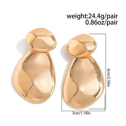 Geometric Twist Stud Earrings For Women In Alloy With Electroplated White K Gold Plated Finish, Golden